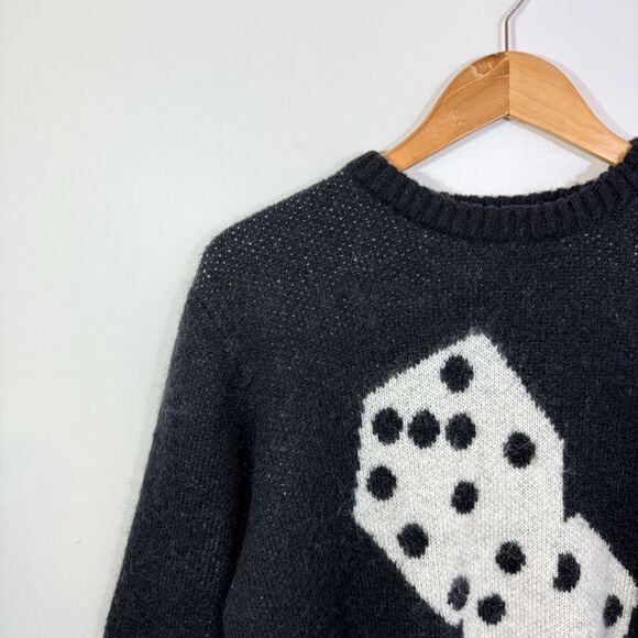 Stussy - Sweater Rolling Dice Mohair Wool Blend Size M Black & White Men’s - Picture 3 of 6